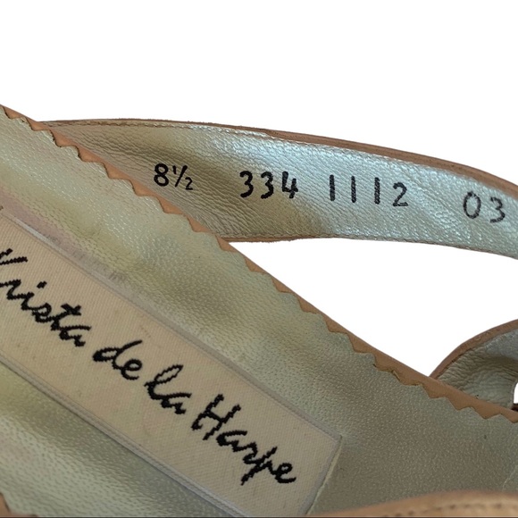 KRISTA DE LA HARPE NUDE SQUARE TOE KETTEN HEEL LEATHER SANDALS - Picture 14 of 15